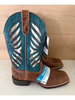 Ariat Longview Western Boots Womens 8.5M Buttered Rum Metallic Sea NWT